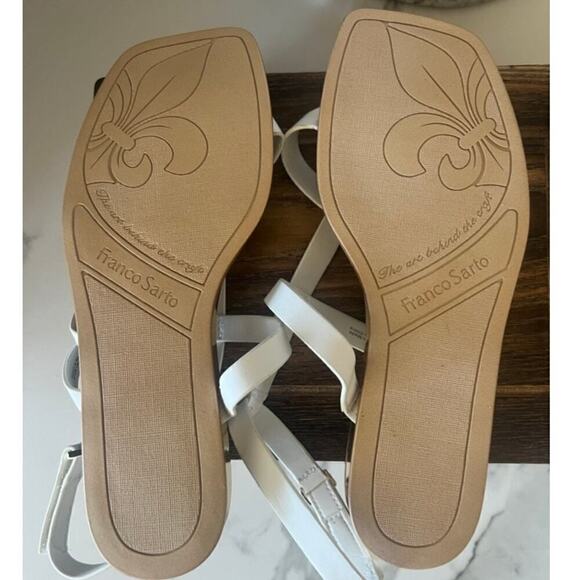 Franco Sarto Faux Leather Strappy Thong  Sandals in White - Picture 8 of 8